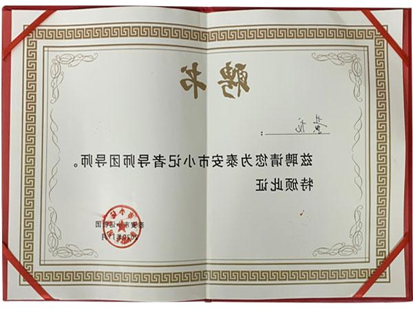 黄龙律师荣获泰安市小记者导师团导师